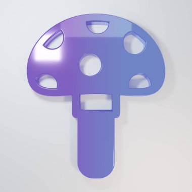 Purple-blue Psilocybin mushroom icon isolated on grey background. Psychedelic hallucination. Minimalism concept. 3D render illustration.