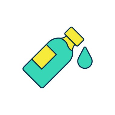 Beyaz arka planda izole edilmiş bir şişe dolusu su ikonu. Soda su içme tabelası. Vektör.