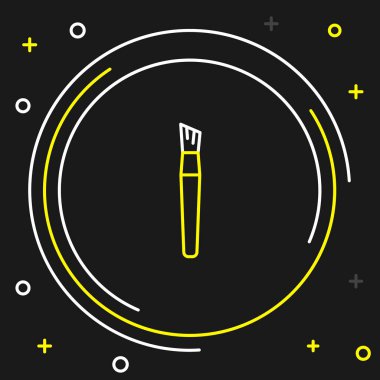 Çizgi fırçası simgesi siyah arkaplanda izole edildi. Renkli taslak konsepti. Vektör.