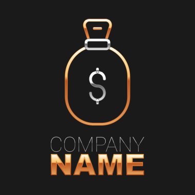 Hat Para Çantası simgesi siyah arkaplanda izole edildi. Dolar ya da USD sembolü. Nakit bankacılık tabelası. Renkli taslak konsepti. Vektör.