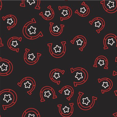 Çizgi Nal simgesi siyah arkaplanda izole edilmiş kusursuz desen. Vektör.