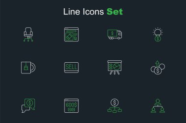 Çalışan hiyerarşisini Dolar Gözlemcisi İş Görüşmeleri Finansal Büyüme Kurulu grafiği ve çay ikonu ile ayarla. Vektör.