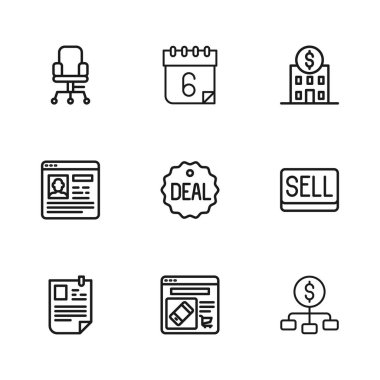 Çevrimiçi Alış-veriş sitesini Dolarlık Anlaşma Bankası ofis başkanı Takvimi ve Devam simgesi ile birlikte ekran satışı hiyerarşisinde ayarla. Vektör.