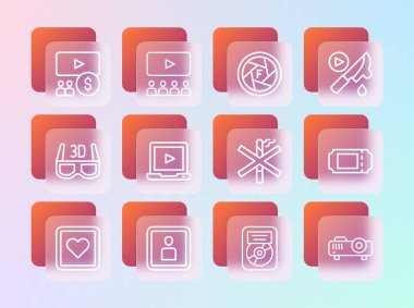 Thriller filmi Play Video No sigara içilmez CD CD ödülü çerçevesi Online video kamera deklanşörü görüntü ve simge ile Cinema konferans salonunu ayarlayın. Vektör.