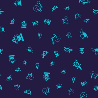 Çekici Atlıkarınca Balonlarını kurdeleli Vintage bisiklet ve Sihirli el aynası ile kusursuz desenlere ayarlayın. Vektör.