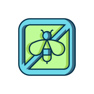 Ana hatlar dolduruldu. Beyaz arkaplan üzerindeki Stop arı simgesi izole edildi. Tatlı doğal yemek. Bal arısı ya da kanat sembollü apis. Uçan böcek. Düz çizgili, gölgeli. Vektör.