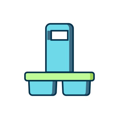 Beyaz arka planda izole edilmiş bir şekilde kahve bardağını doldurdum. Düz çizgili, gölgeli. Vektör.