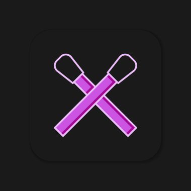 Siyah arkaplanda izole edilmiş ateş ikonu ile ana hatları yakma kibriti. Ateşle maç. Kibrit işareti. Düz çizgili, gölgeli. Vektör.