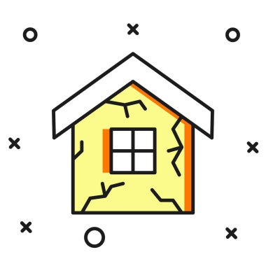 Beyaz arkaplanda izole edilmiş ana hatlı ev simgesi. Sigorta konsepti. Güvenlik, güvenlik, koruma, konsept koruma. Düz çizgili, gölgeli. Vektör.