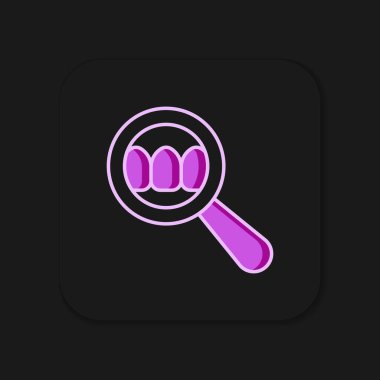 Doldurulmuş dış hat arama simgesi siyah arkaplanda izole edildi. Diş hekimliği kliniği ya da diş hekimliği merkezi için diş sembolü. Düz çizgili, gölgeli. Vektör.