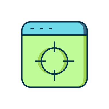 Doldurulmuş ana hatlı hedef finansal hedef kavramı simgesi beyaz arka planda izole edildi. Sembolik hedeflere ulaşım, başarı. Düz çizgili, gölgeli. Vektör.