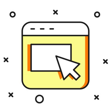 Doldurulmuş ana hat reklam simgesi beyaz arkaplanda izole edildi. Pazarlama ve tanıtım süreci kavramı. İlgili reklamlar. Sosyal medya reklamcılığı. Düz çizgili, gölgeli. Vektör.