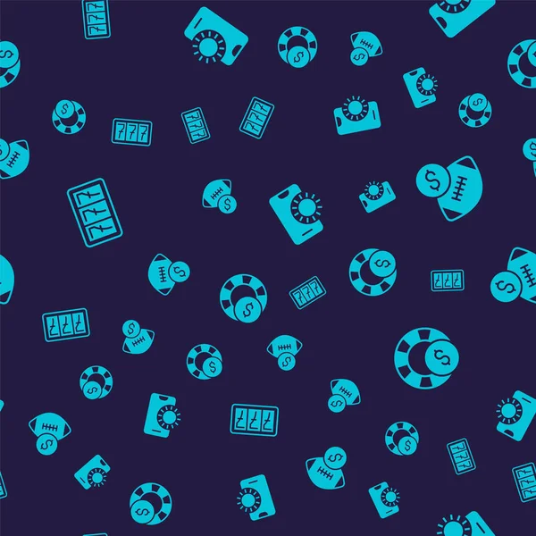 Amerikan futbolu büyük ikramiyeli kumar makinesini çevrimiçi spor ve kumarhane çipleri üzerine oynat. Vektör.