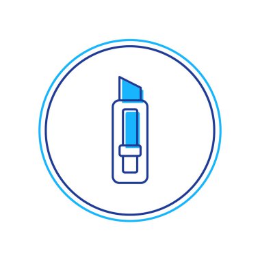 Filled outline Stationery knife icon isolated on white background. Office paper cutter.  Vector.