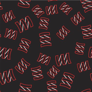 Line Sports 'un vücut geliştirme protein enerji içeceği ve yiyecek ikonu siyah arka planda izole edilmiş pürüzsüz desen. Vektör.