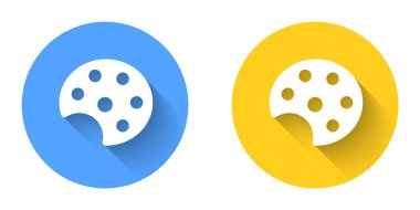 Beyaz Palet simgesi uzun gölge arkaplan izole. Çember düğmesi. Vektör.