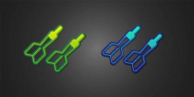 Siyah arkaplanda yeşil ve mavi Dart ok simgesi izole edildi. Vektör.