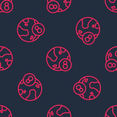 Kırmızı çizgi 8 Mart simgesi siyah arkaplanda izole edilmiş. Uluslararası Mutlu Kadınlar Günü. Vektör.