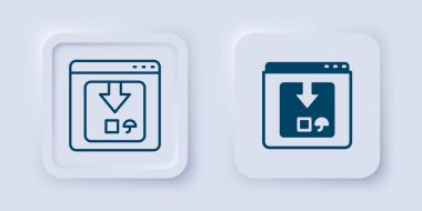 Gri arkaplanda çevrimiçi uygulama dağıtım ikonu izole edildi. Paket takibi. Kare düğmesi. Vektör.