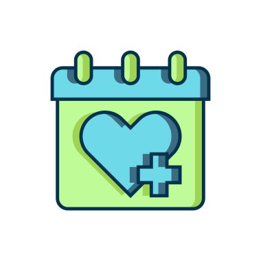 Doldurulmuş Doktor randevu simgesi beyaz arkaplanda izole edildi. Takvim, planlama kurulu, ajanda, danışman doktor. Düz çizgili, gölgeli. Vektör.