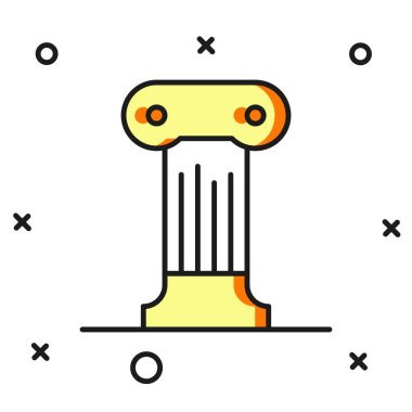 Ana hatları doldurulmuş Law sütun simgesi beyaz arka planda izole edilmiş. Eski bir sütun. Düz çizgili, gölgeli. Vektör.