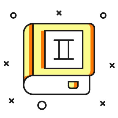 Doldurulmuş Kitap simgesi beyaz arkaplanda izole edildi. İkinci cilt. Düz çizgili, gölgeli. Vektör.