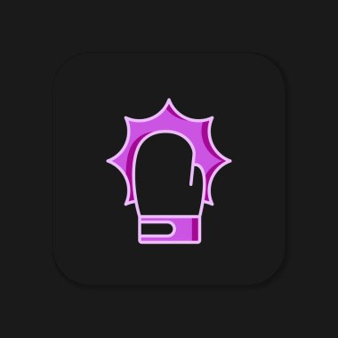 Siyah arka planda izole edilmiş boks eldivenli yumruk simgesi. Boks eldivenleri patlayıcıyla birbirine çarpıyor. Düz çizgili, gölgeli. Vektör.