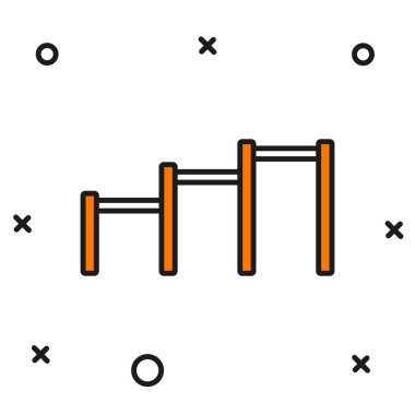 Beyaz arkaplanda izole edilmiş ana hatlı Sport yatay çubuk simgesi. Düz çizgili, gölgeli. Vektör.