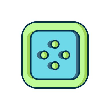 Beyaz arkaplanda izole edilmiş kıyafet simgesi için doldurulmuş ana hatlı dikiş düğmesi. Giysi düğmesi. Düz çizgili, gölgeli. Vektör.