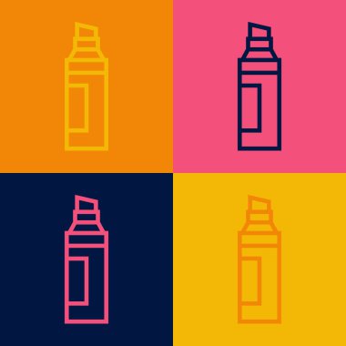 Pop sanat çizgisi İşaretleyici simgesi renk arkaplanında izole edildi. Vektör.