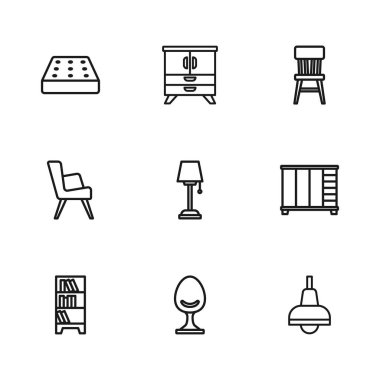 Koltuk Kol Koltuğu Lambası 'nı döşeme lambası çekmecesi ve ikon şeklinde ayarla. Vektör.