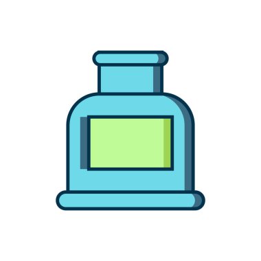 Doldurulmuş Inkwell simgesi beyaz arkaplanda izole edildi. Düz çizgili, gölgeli. Vektör.