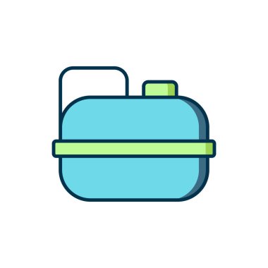 Beyaz arka planda izole edilmiş benzin ikonu için ana hatlı teneke kutu. Dizel gaz ikonu. Düz çizgili, gölgeli. Vektör.