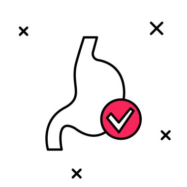 Beyaz arka planda izole edilmiş insan mide sağlığı ikonu. Vektör.