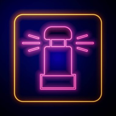 Siyah arkaplanda parlayan neon otomatik sulama ikonu izole edildi. Su ekipmanları. Bahçe elemanı. Sprey tabanca ikonu. Vektör.