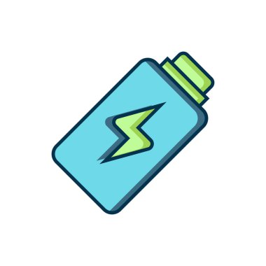 Doldurulmuş Batarya şarj seviyesi göstergesi simgesi beyaz arkaplanda izole edildi. Düz çizgili, gölgeli. Vektör.