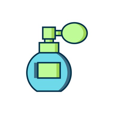 Doldurulmuş Parfüm simgesi beyaz arkaplanda izole edildi. Düz çizgili, gölgeli. Vektör.