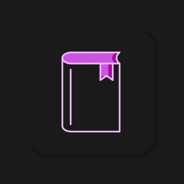 Doldurulmuş Kitap simgesi siyah arkaplanda izole edildi. Düz çizgili, gölgeli. Vektör.