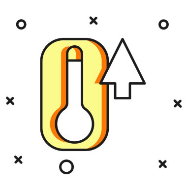 Meteoroloji termometresi, beyaz zemin üzerinde izole edilmiş ısı ve soğuk ikonu ölçüyor. Termometre termometresi sıcak ya da soğuk hava gösteriyor. Düz çizgili, gölgeli. Vektör.