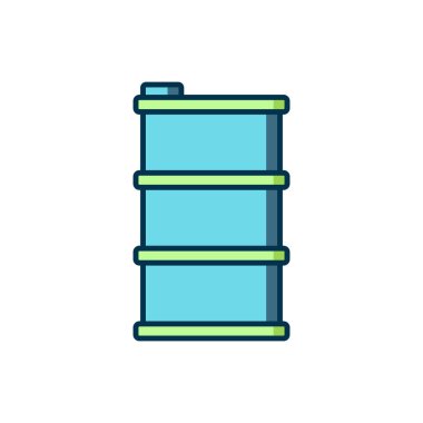 Beyaz arka planda izole edilmiş ana hatlı Varil yağı ikonu. Düz çizgili, gölgeli. Vektör.