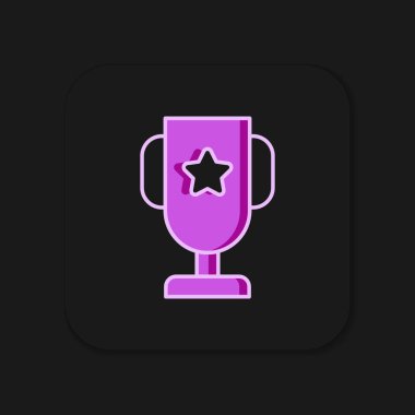 Siyah arka planda izole edilmiş ana hatlı kumarhane poker kupası ikonu. Düz çizgili, gölgeli. Vektör.