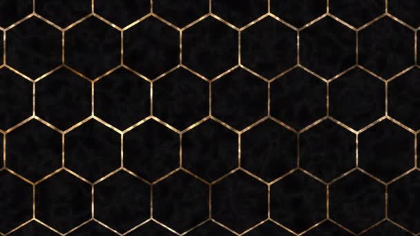 Tuiles hexagonales or et noir avec effet scintillant. — Video