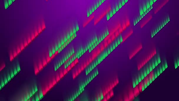 Pink and green dashed lines moving on a purple background. — Stok Video