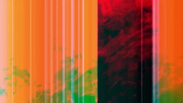 Orange bars and red flowing ink abstract background. — Stock Video