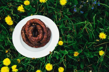 Beyaz bir kase ızgara sosis