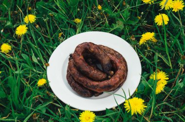 Beyaz bir kase ızgara sosis