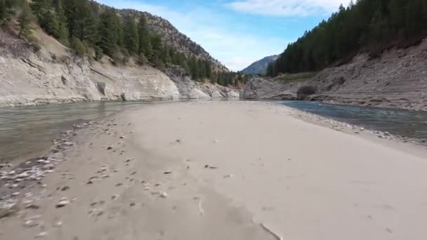 Nízko Nad Pískovištěm Hadí Řece Jacksonově Kaňonu Wyomingu Při Nízkém — Stock video