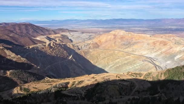 Αεροφωτογραφία Του Ορυχείου Bingham Canyon Στη Γιούτα Θέα Προς Salt — Αρχείο Βίντεο