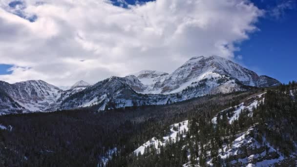 Letecký Pohled Divočinu Utahu Zimě Při Pohledu Horu Timpanogos — Stock video