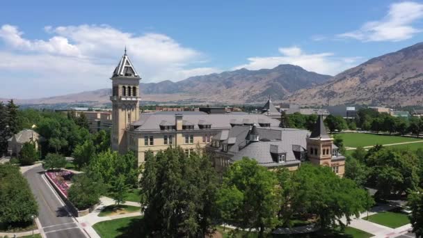 Circa Juillet 2021 Logan Utah Vue Aérienne Ancien Bâtiment Principal — Video